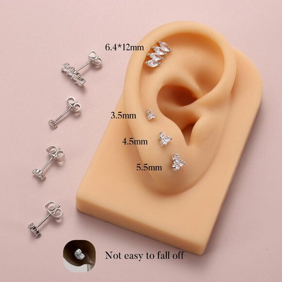 Comfortable Gold Plated Stud Earring Set for Multiple Piercings - Hypoallergenic - Picture 7 of 7